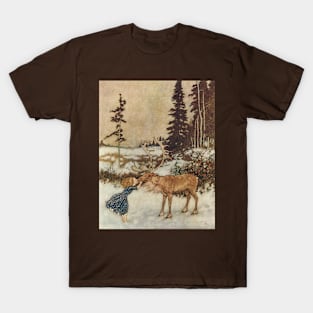 Vintage Fairy Tale, Gerda and the Reindeer by Edmund Dulac T-Shirt